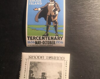 Antike Briefmarken aus dem Jahr 1936 zum Gedenken an das hundertjährige Bestehen von Rhode Island