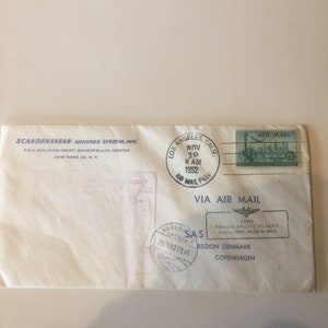 First day cover of SAS transatlantic flight in 1952