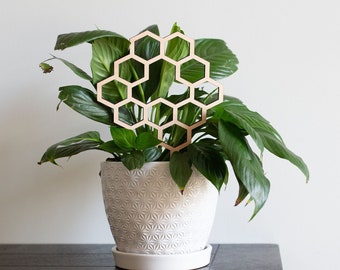 Honeycomb Plant Trellis, Wood Climbing Support for Hoya Pothos Philodendron, 9.5 Inch