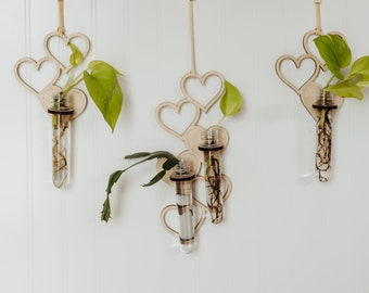 Heart Hanging Propagation Station, Choose Your Size & Style - Plant Gift Ideas