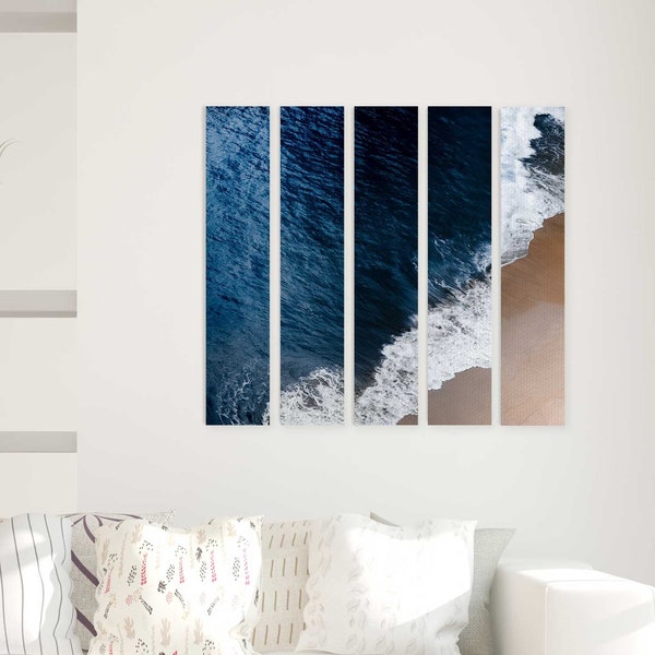 Wave Panel Wall Cuadros Set Beach 5 Multi-Panel Canvas Art Set For Home Decoration Ocean Modern Room Decor Perfect Gift Summer Art JD0594