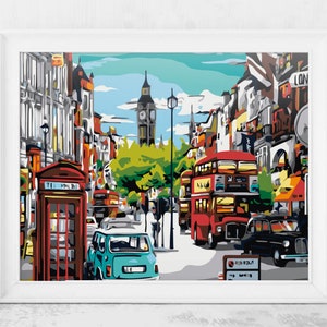 Paint by Numbers WITH FRAME London, Painting by Number Kit for