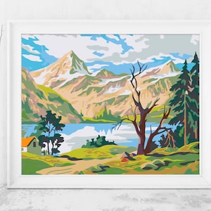 Mountain Lake Paint By Numbers DIY Kit Painting By Number Art Paint By Numbers Canvas Painting By Numbers Painting Kit Hobby Art JD0414