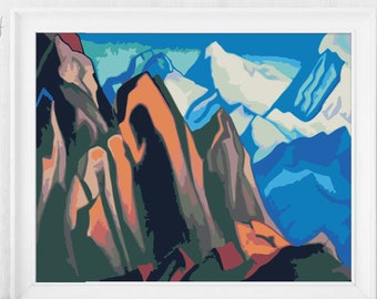 MontagnesPaint par numéros pour adultes paysage peinture acrylique sur toile peinture par votre propre Kit de bricolage Nature huile mur Art décoration JD0209