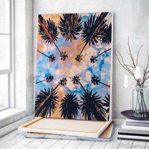 Tropical Palms Sky Painting By Numbers DIY Kit Painti By Number Art Design Canvas Painting By Numbers Painting Kit Home Sittting Hobby