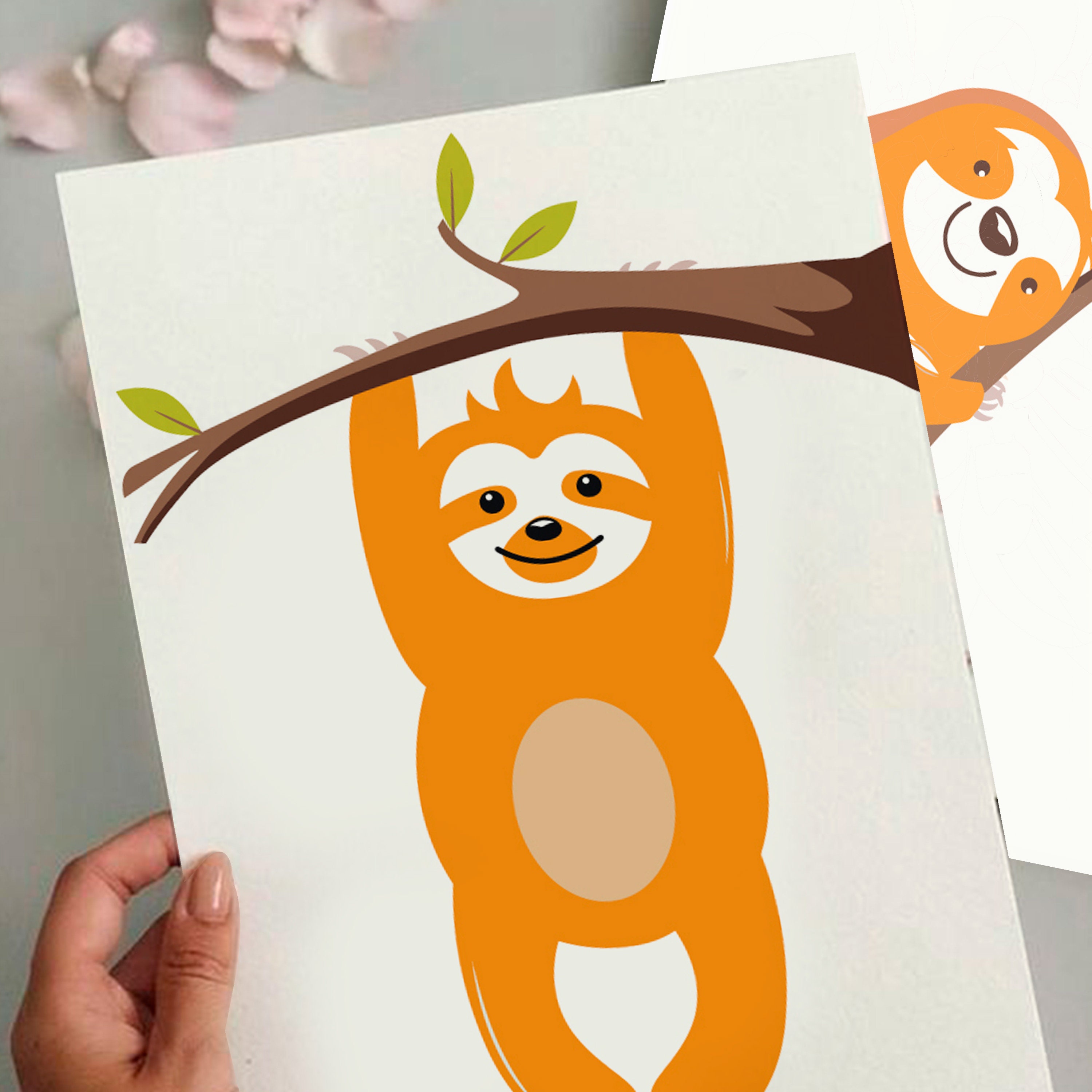 Printable Art Paint by Numbers Sloth Life Set of Three Etsy UK