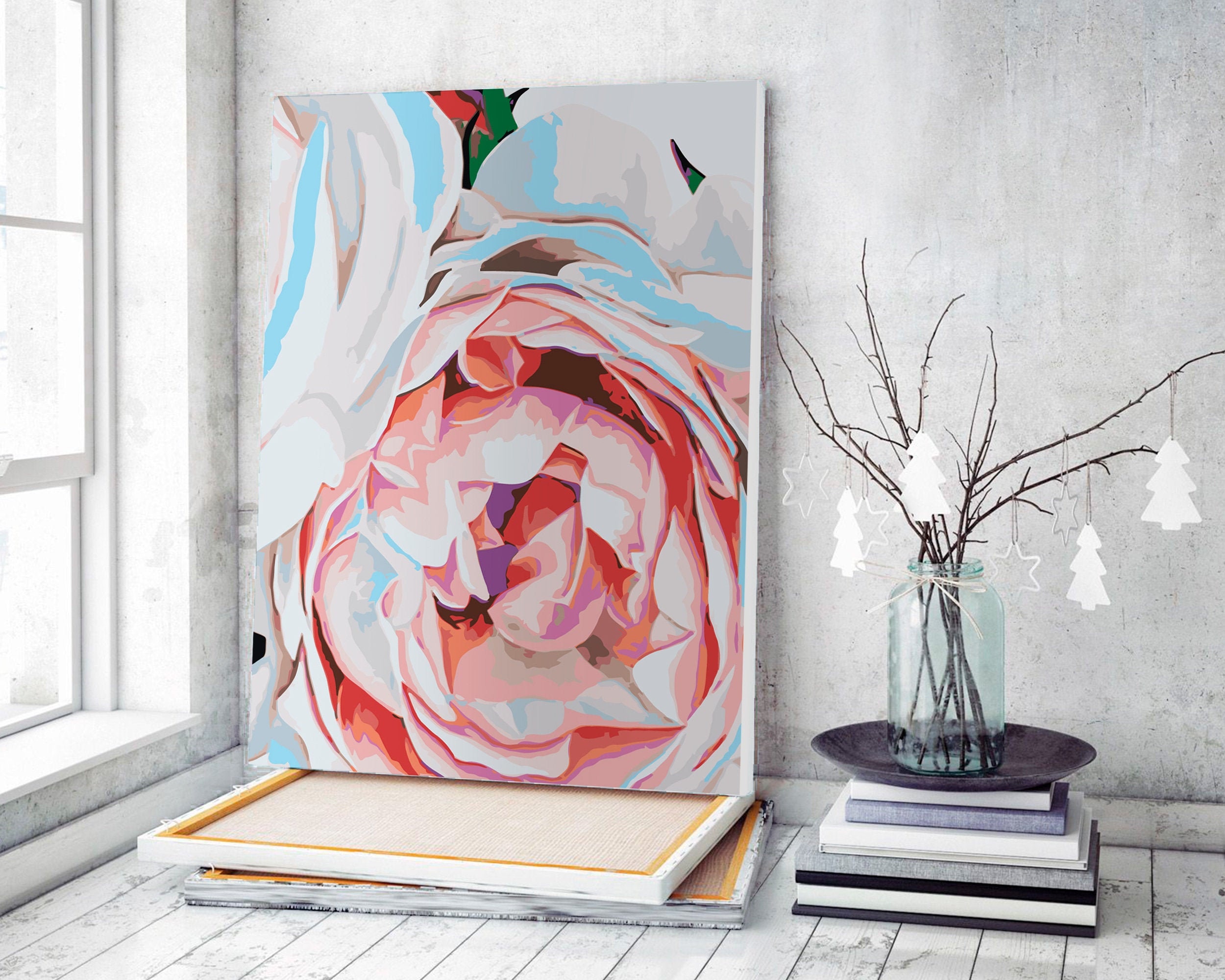 Tender Pink Rose Macro Art Número de pintura con/sin marco Decoración para  el hogar Kit de pintura de bricolaje Pintura de bricolaje sobre lienzo  Conjunto de marcos de cuadros JD0164 