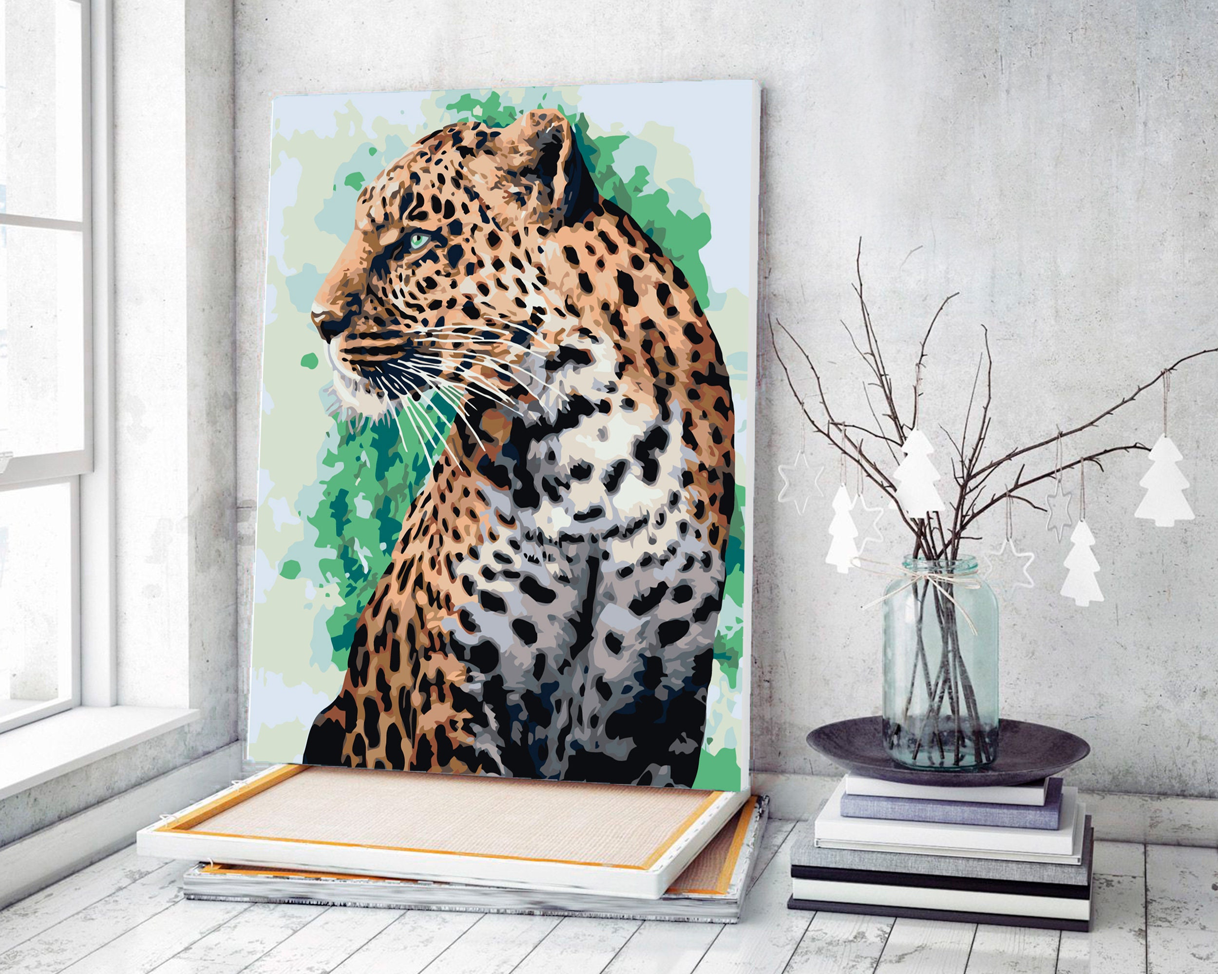 Malen nach Zahlen für Erwachsene Leopard 40 x 50 cm DIY Zeichnen 