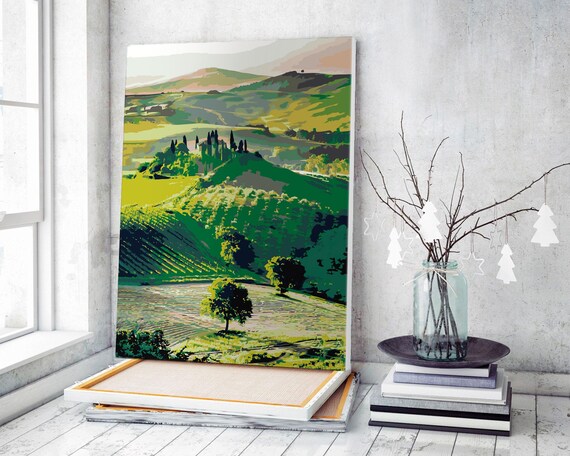 Green Landscapes Fields Lucca Tuscany Italy Art Design Decor Paint