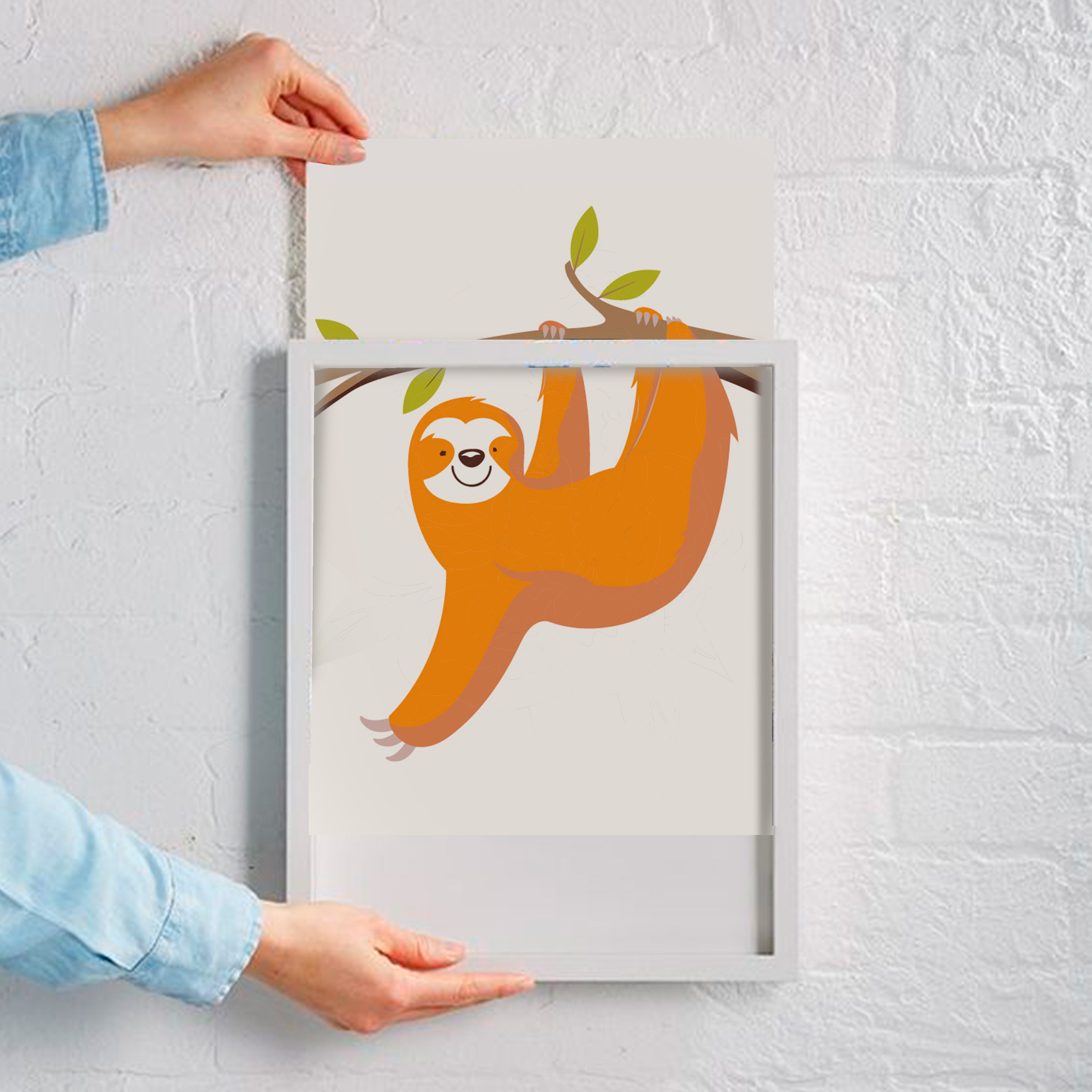 Printable Art Paint by Numbers Sloth Life Set of Three Etsy UK