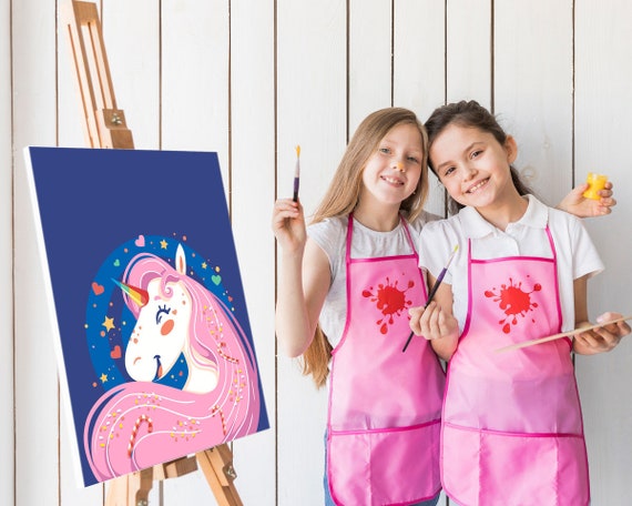 Cute Pink Unicorn Kids Painting by Numbers Easy Child Design Wall Decor Own  Picture Paint by Numbers Kids Gift Set DIY JD0020 