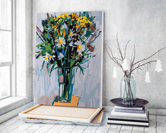 Still Life Vase With Wild Field Flowers Art Paint by Numbers Canvas  Painting by Number Painting Kit Hobby Art Paint by Numbers DIY JD0128 