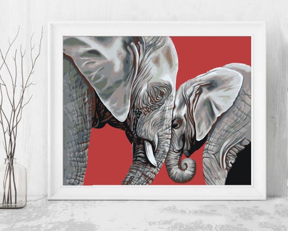 Elefanti Dipingere con i numeri Kit fai da te Famiglia Dipingere con i  numeri Animali Tela Dipinto con i numeri Kit di pittura Home Sittting Hobby  JD0224 -  Italia