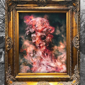 Surreal Horror Dark Art Print, Gothic Scary Skull Home Decor, Unique Abstract Art, Horror Gifts
