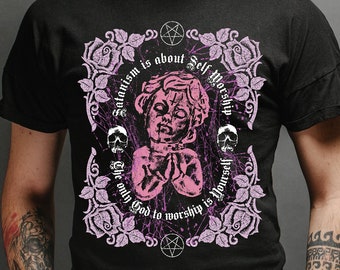Satanic Dark Art Tee Shirt, Occult Gothic Unholy Shirt, Emo Deathcore Shirt