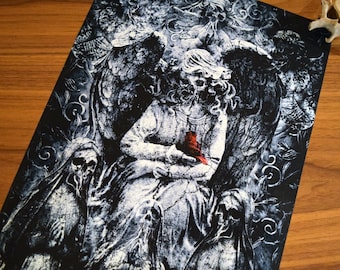 Decoración de pared macabra, surrealista y gótica, impresión digital de terror única, decoración aterradora y espeluznante para el hogar, Memento Mori
