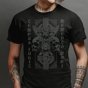 Memento Mori Gothic Shirt, Gothic Alternative Clothing, Witch Skull Shirt, Black Metal Satanic Macabre T Tee Shirt, Dark Gift