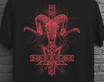 Satanic Baphomet Occult Tshirt for Witches and Metalheads / Gothic Occult Satanic Clothing / Skull Emo Shirt / Eboy Egirl Clothing