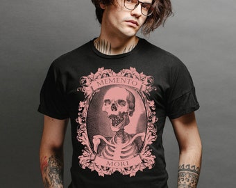 Camiseta gótica con esqueleto Memento Mori, ropa emo gótica de estilo bruja, regalos de Navidad góticos