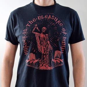 Memento Mori Red Goth T Shirt, Death Black Metal, Alternative Clothing, Dark Creepy Art, Horror Macabre Tee