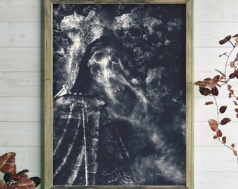 Goth Aesthetic Wall Art Print, Dark Art Macabre Decor for Office or Bedroom, Gothic Witchy Horror Home Decor, Goth Gifts