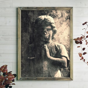 Oddity Satanic Creepy Gothic Wall Art Decor, Macabre Goth Memento Mori Print, Dark Cemetery Art, Dark Goth Gifts