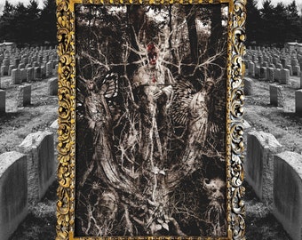 Impressão de arte de parede surreal satânica sombria, decoração satânica gótica para casa ou escritório, arte original de fantasia sombria, presentes de bruxaria