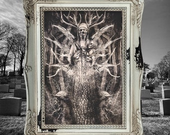 Oddity Macabre Creepy Goth Wall Art Decor, Memento Mori Gothic Macabre Dark Art Poster, Alternative Surreal Art Print