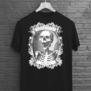 Memento Mori Gothic Shirt, Gothic Witchy Clothing, Dark Art, Skull Skeleton Horror Shirt, Memento Mori