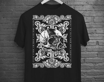 Memento Mori Dark Skull T Shirt, Dark Macabre Gothic Clothing, Alternative Aesthetic Clothes, Skull Skeleton Goth Shirt
