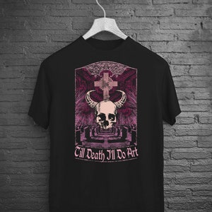 Skull Cemetery Creepy Shirt, Til Death I&#39;ll Do Art, Gothic Alt Clothing, Gothic Artist Shirt, Memento Mori Tombstones, Dark Art
