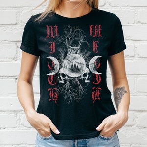 Witch Witchy Gothic T Shirt for Men and Women, Gothic Alternative Clothes, Moon Owl Horror Shirt, Goth Gifts