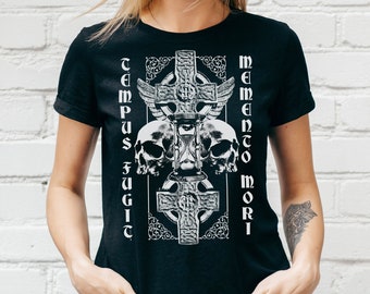 Halloween Cemetery Gothic Shirt, Gothic Witchy Clothing, Skull Horror Shirt, Horror Gifts, Memento Mori