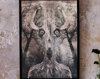 Nature Dark Macabre Cottagecore Art Print, Dark Surreal Macabre Art Decor for Home or Office, Scary Horror Creepy Art, Fantasy Art