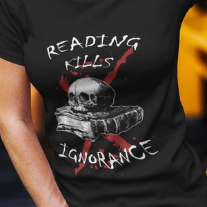 Horror True Crime Shirt, Skull Poet Shirt, Goth Aesthetic Clothing, Bookish Gifts, Memento Mori image 6