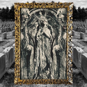 Creepy Dark Macabre Oddity Wall Art Decor, Dark Goth Gift, Memento Mori Cemetery Art Poster, Surreal Satanic Art Decor