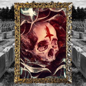 Satanic and Dark Art Home Decor, Gothic Horror Skull Art Print, Satanic Dark Surreal Art, Skull Art