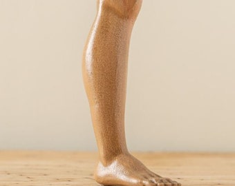 Wooden bare male legs