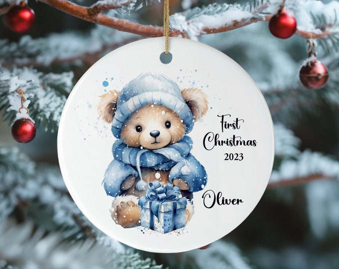 Baby BoyTeddy 1st Christmas Bauble