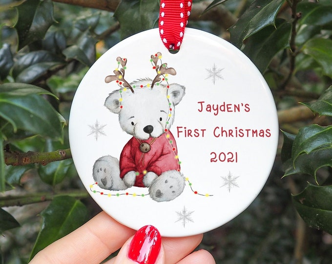 First Christmas Bear Lights Bauble