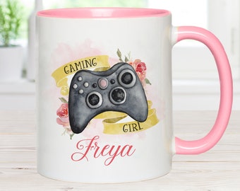 Personalised Gaming Girl Mug, Gamer Girl Mug, Girl Gamer Gift