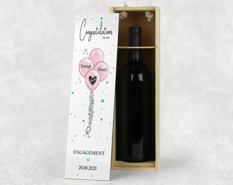 Engagement Wine Box, Wooden Wine Box, Engagement Gift Keepsake