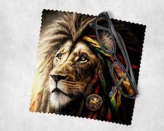 Lion Lens Cloth 3 Designs, Reggae Lion Lens Cloth, Glasses Cleaning Cloth, Reggae Gift, Lion Theme Gift, Lion of Judah,