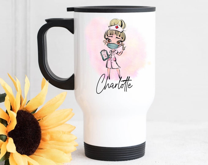 Personalised Nurse Charactor Travel Mug