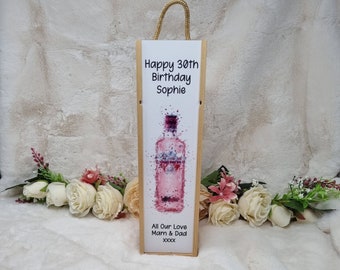 Pink Gin Wooden Wine Box