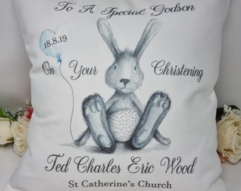 Personalised Godson/Grandson Christening Cushion