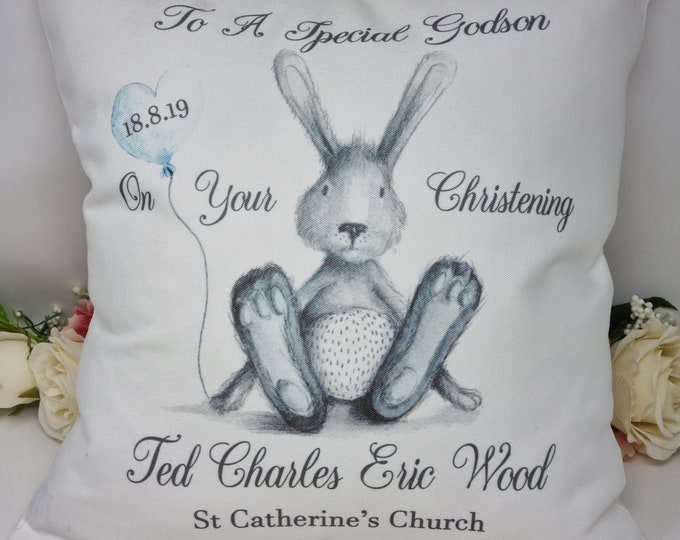 Personalised Godson/Grandson Christening Cushion