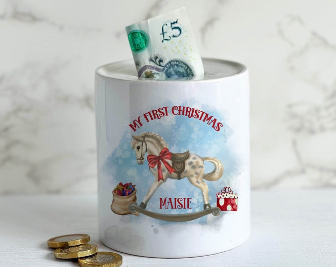 Baby's First Christmas Money Box Rocking Horse
