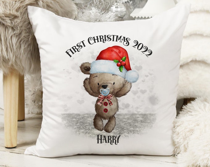 First Christmas Teddy Cushion