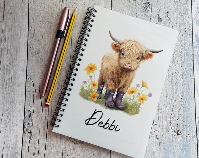 Personalised Highland Cow Notebook A4 & A5